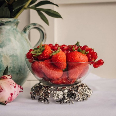 Queen Bee Small Stand With Glass Bowl Queen Bee Small Stand With Glass Bowl