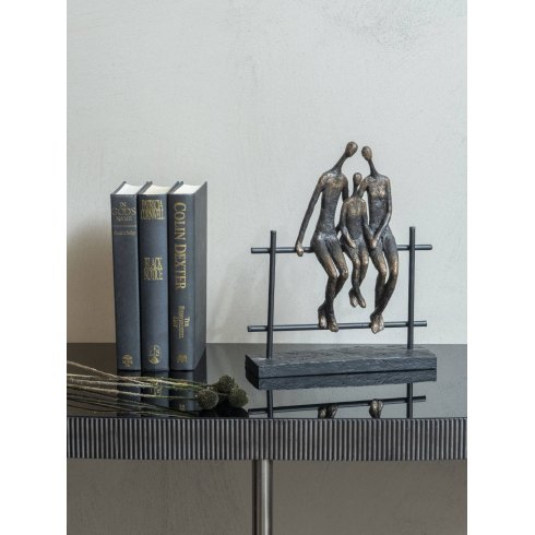 Family Of Three On Fence Sculpture Family Of Three On Fence Sculpture