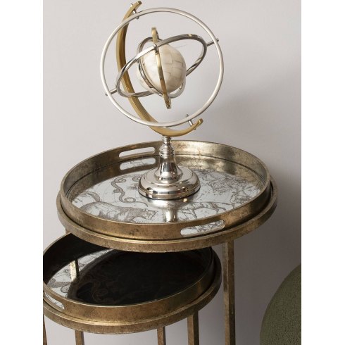 Colley Stainless Steel Armilliary Sculpture with Bone Globe Colley Stainless Steel Armilliary Sculpture with Bone Globe