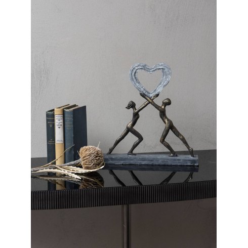 Uplifting Love Couple with Heart Resin Sculpture Uplifting Love Couple with Heart Resin Sculpture