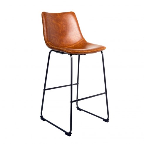 Calvi Stool In Tan Faux Leather Calvi Stool In Tan Faux Leather