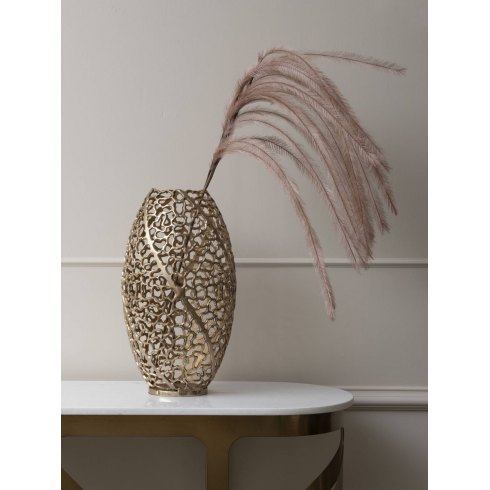 Coral Aluminium Barrel Vase in a Gold Finish Coral Aluminium Barrel Vase in a Gold Finish