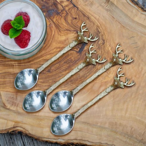 Set of Four Golden Stag Coffee Spoons Set of Four Golden Stag Coffee Spoons