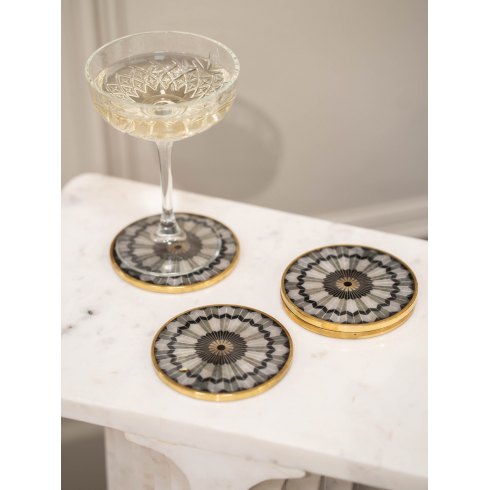 Black Circular Design Set of 4 Coasters Black Circular Design Set of 4 Coasters