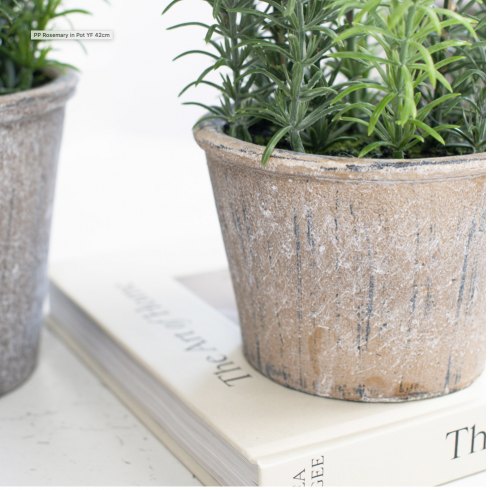 Artificial Rosemary Herb In Rustic Pot Artificial Rosemary Herb In Rustic Pot