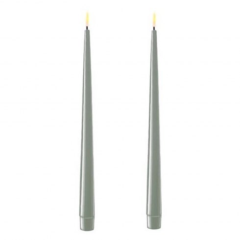 Dansk Sage Green Real Flame™ LED Pair of Wax Taper Dinner Candles Dansk Sage Green Real Flame™ LED Pair of Wax Taper Dinner Candles