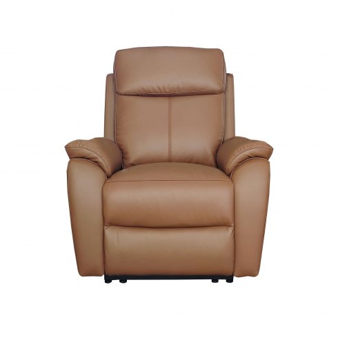 Montego Power Reclining Armchair In Tan Leather with Skai Back Montego Power Reclining Armchair In Tan Leather with Skai Back