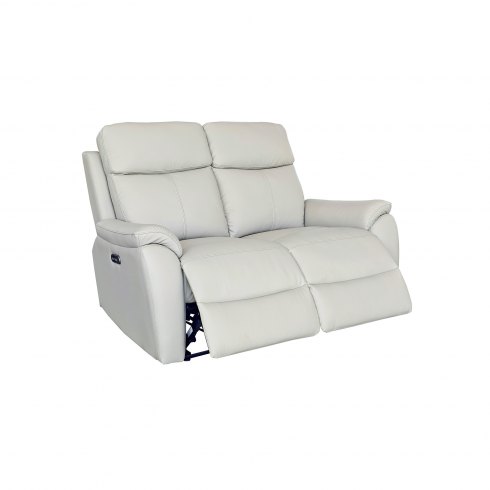 Montego Power Reclining Two Seater Sofa In Pewter Leather with Skai Back Montego Power Reclining Two Seater Sofa In Pewter Leather with Skai Back