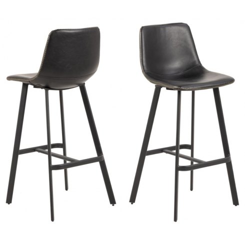 Oregon Bar Stool in Vintage Black Faux Leather Oregon Bar Stool in Vintage Black Faux Leather