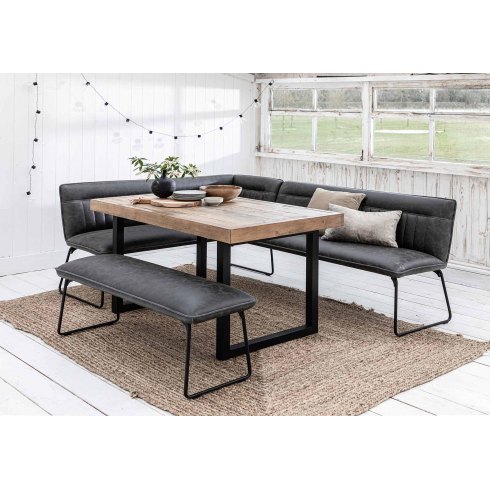 Cooper Corner Bench Right In Grey Faux Leather Cooper Corner Bench Right In Grey Faux Leather