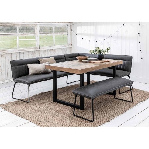 Cooper Corner Bench Left In Grey Faux Leather Cooper Corner Bench Left In Grey Faux Leather