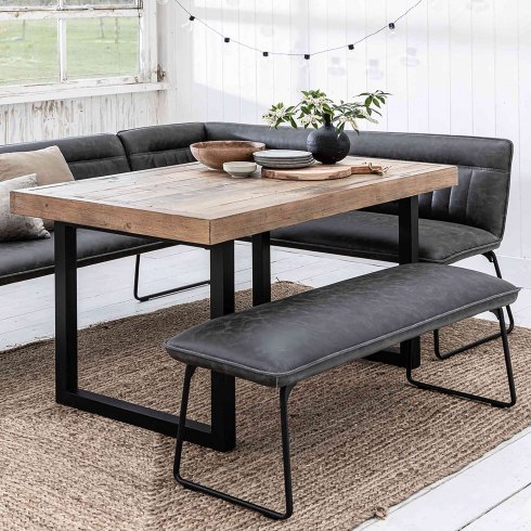 Cooper 120cm Seat Bench In Grey Faux Leather Cooper 120cm Seat Bench In Grey Faux Leather