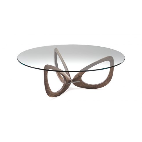 HELIX Round Coffee Table - 120cm Dia - solid Canaletto walnut (NC) transparent varnished steel (OP0) HELIX Round Coffee Table - 120cm Dia - solid Canaletto walnut (NC) transparent varnished steel (OP0)