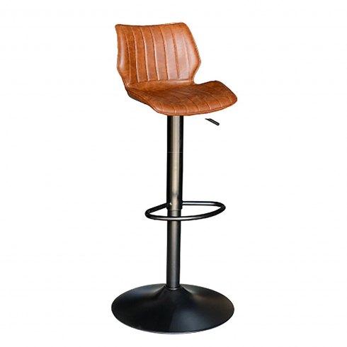 Alpha Gas-Lift Bar Stool In Tan Faux Leather Alpha Gas-Lift Bar Stool In Tan Faux Leather