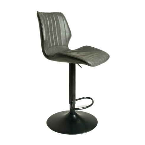 Alpha Gas-Lift Bar Stool In Grey Faux Leather Alpha Gas-Lift Bar Stool In Grey Faux Leather