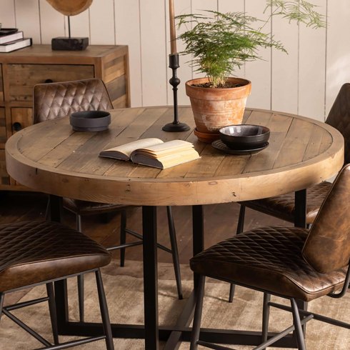 Key West 120cm Round Dining Table - Reclaimed Timber Key West 120cm Round Dining Table - Reclaimed Timber