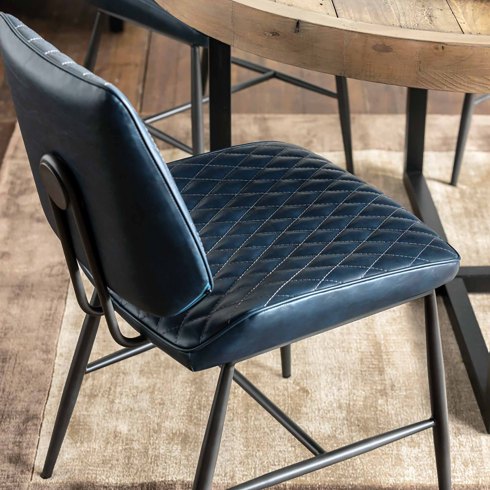 Dalton Dining Chair In Dark Blue Faux Leather Dalton Dining Chair In Dark Blue Faux Leather