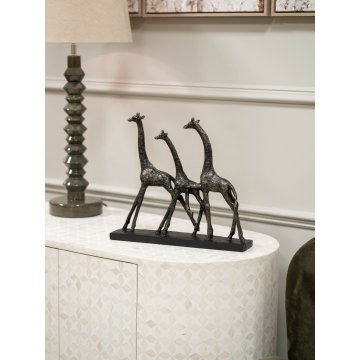 Family of Three Giraffes Sculpture in Antique Silver Finish Family of Three Giraffes Sculpture in Antique Silver Finish