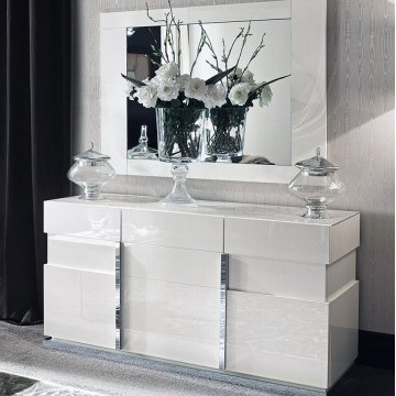Manhattan Three Door Buffet in White Lacquer Manhattan Three Door Buffet in White Lacquer