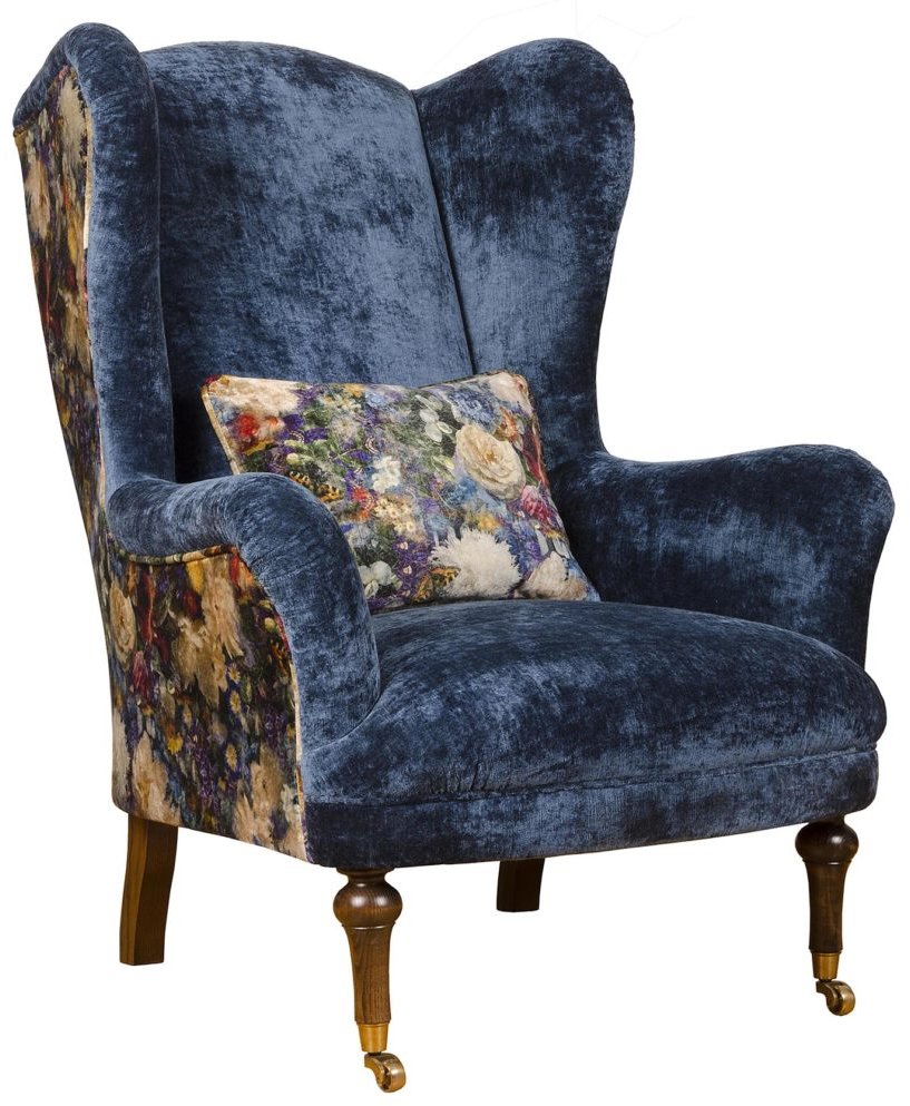 Crawford Chair in Allure Textured Italian Velvet & Printed Velvet Outside Trim - Dansk