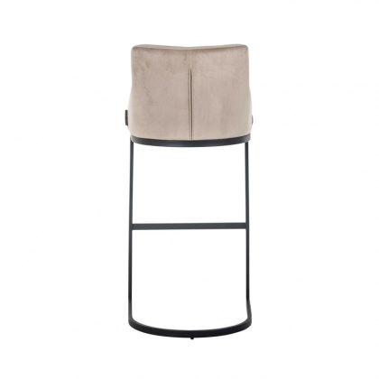 Bolton Bar Stool in Khaki Velvet & Black Steel Frame