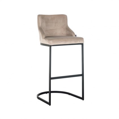 Bolton Bar Stool in Khaki Velvet & Black Steel Frame