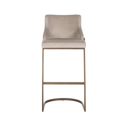 Bolton Bar Stool in Khaki Velvet & Brushed Gold Finish