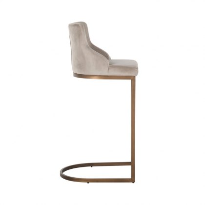 Bolton Bar Stool in Khaki Velvet & Brushed Gold Finish