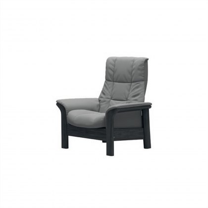 Stressless Windsor High Back 1 Seater Reclining Chair in Paloma Silver Grey Leather & Grey Frame