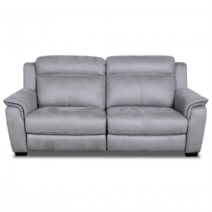 Buffalo 2.5 Seater Sofa with 2 Power Recliners in Silver Grey Fabric & Charcoal Piping