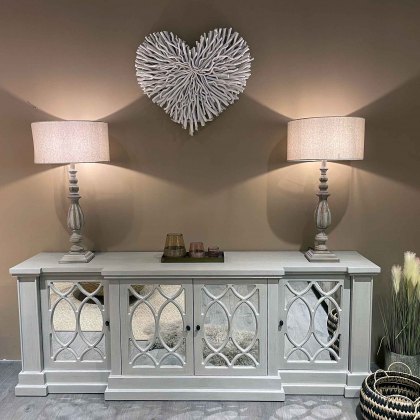 Portofino Grey Wash Mirrored Sideboard