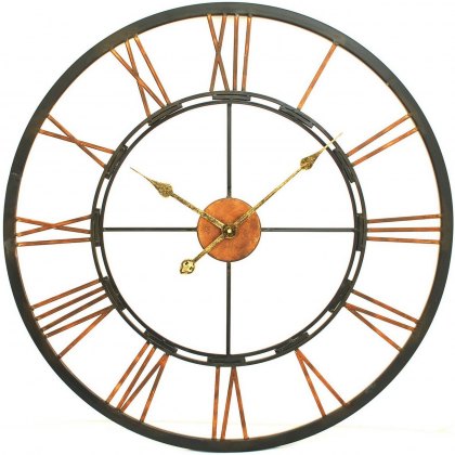 Large Metal Skeletal Antique Brass Wall Clock 70cm