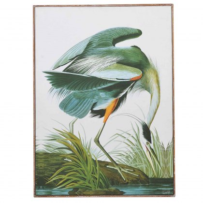 Green Tropical Crane Canvas Picture