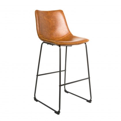 Calvi Stool In Tan Faux Leather