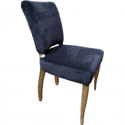 Parisian Dining Chair in Indigo Velvet without Studs