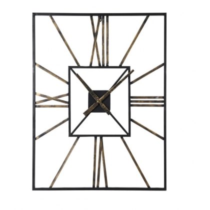 Rectangular Gold Roman Numerals Wall Clock