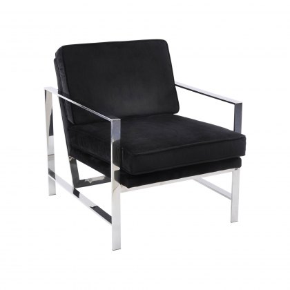 Caverly Club Chair In Black Velvet Fabric