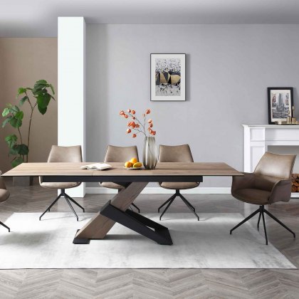 Tron Extending Dining Table in Walnut Ceramic