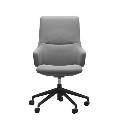 Stressless Mint High-Back Home Office Chair with Arms in Batick Wild Dove Leather & Matt Black