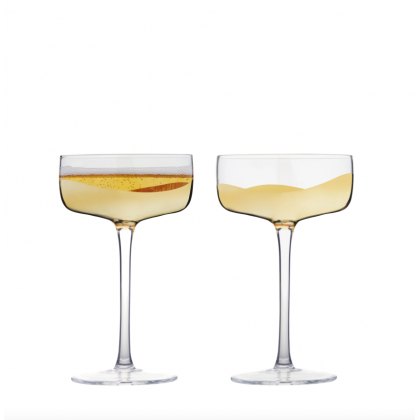 Set of Two Wave Champagne Glasses - Gold