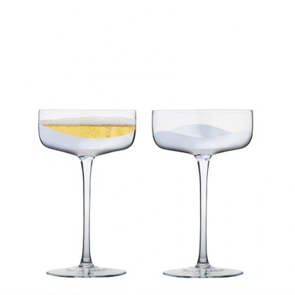 Set of Two Wave Champagne Glasses - Silver