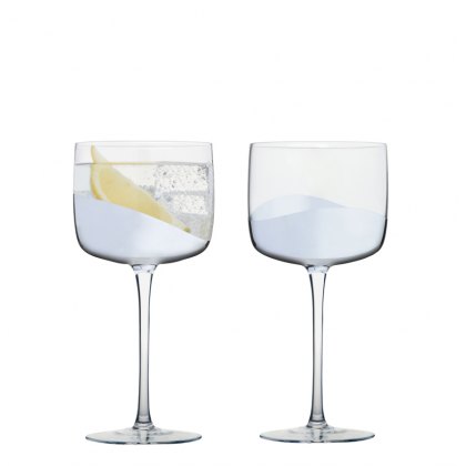 Set of Two Wave Gin Glasses - Silver