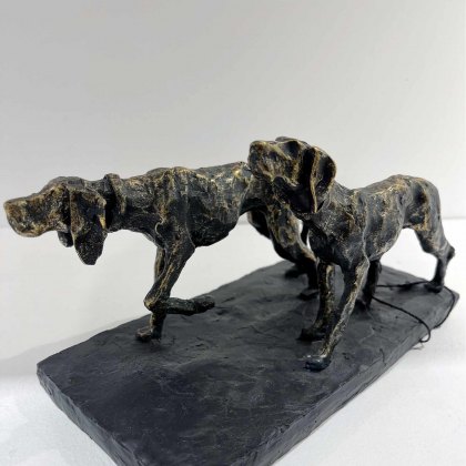 Hunting Dogs Sculpture - Antique Bronze Finish