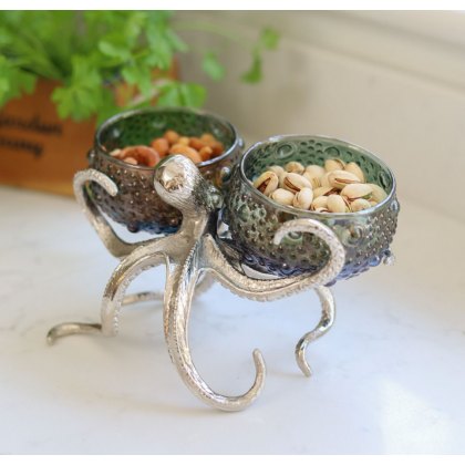 Octopus Holder with Two Small Glass Bowls