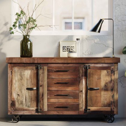 Hyatt Industrial Sideboard on Wheels