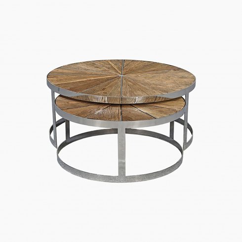 Sunburst Reclaimed Wood Nesting Coffee Tables