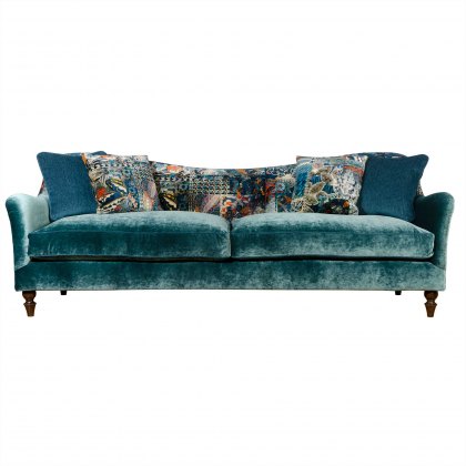 Tiffany Grand Sofa in Opium Italian Velvet & Printed Velvet Inside-Back Panel