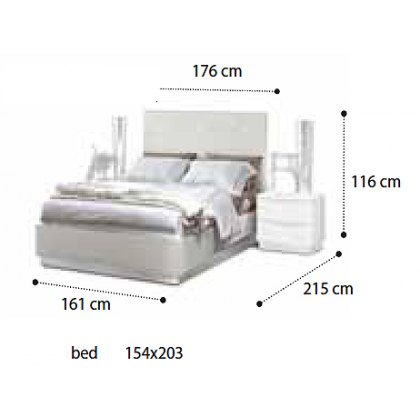 Bianca King Size Bed Frame with LED & Orthopaedic Slats