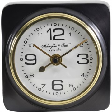 Timex Solid Aluminium Black Square Carriage Mantel Clock