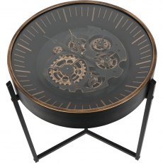 Millennium Side Table with Moving Dials in Black/Gold Finish